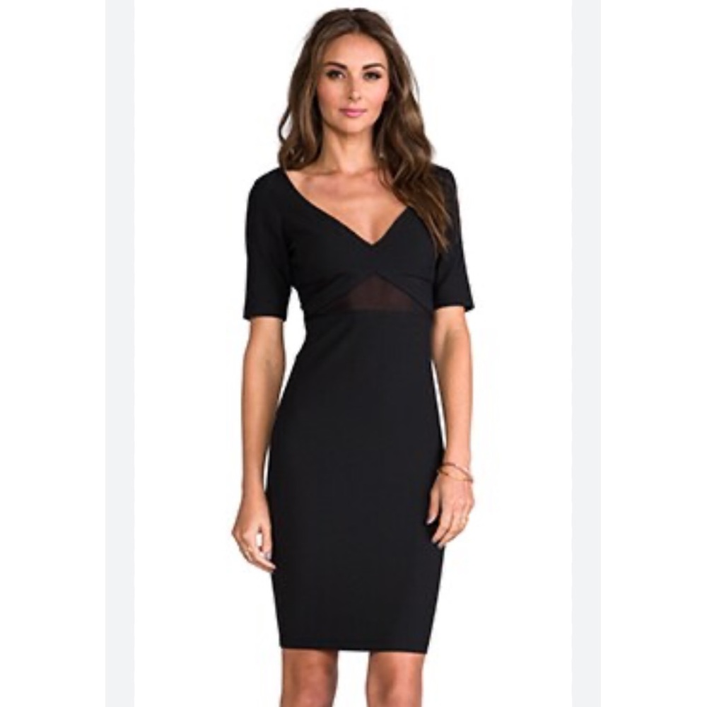 Elizabeth and James Black V-Neck Sheath Dress